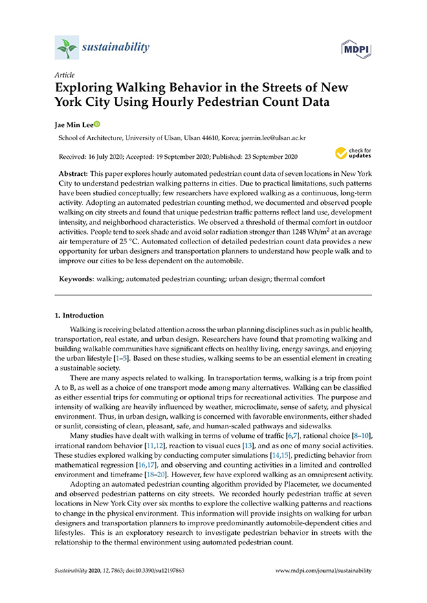 Exploring Walking Behavior in the Streets of New York City Using Hourly Pedestrian Count Data 5